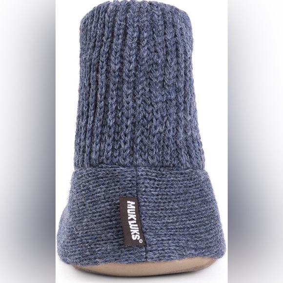 MUK LUKS Men's Morty Ragg Wool Slipper Sock, Denim size large - Picture 3 of 9